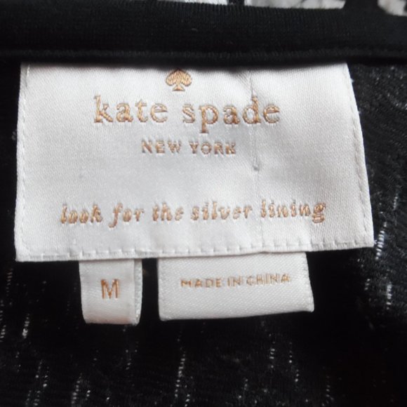 Kate Spade Sleeveless Leopard Animal Print Black White Jaquard Flare Casua Dress - Picture 7 of 7